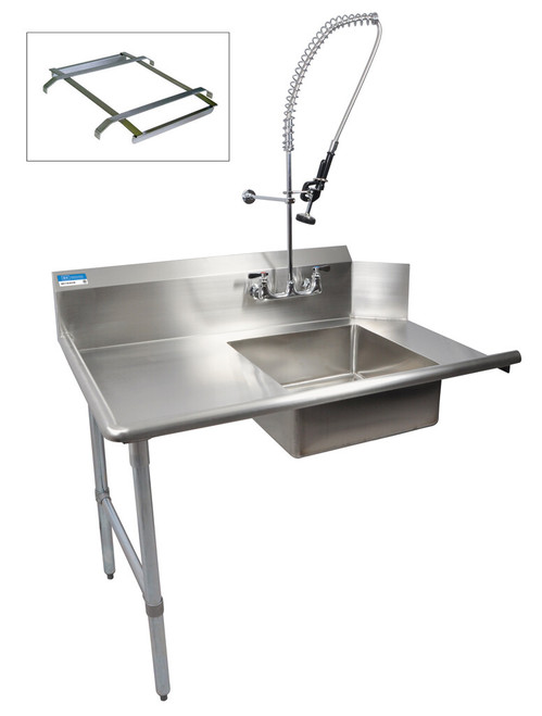 BK Resources BKSDT-72-L-SS-P2-G Stainless Steel 18 Gauge Straight Soiled Dishtable