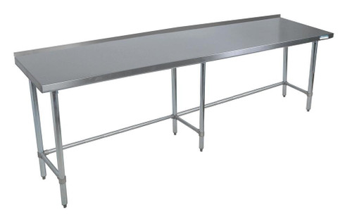 BK Resources SVTROB-9630 96" W x 30" D Stainless Steel Top and Base with 1.5" Backsplash Work Table