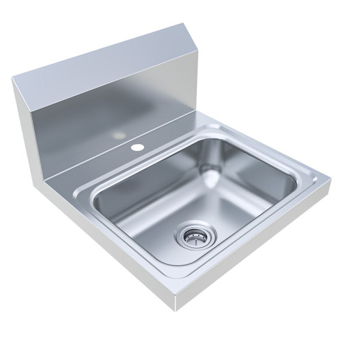 BK Resources BKHS-D-1410-1 17" W Stainless Steel Wall Mount Single Deck Mount Faucet Hole Hand Sink
