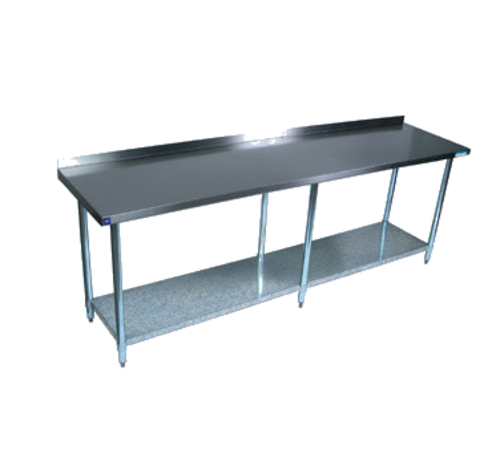 BK Resources VTTR-1896 96" W x 18" D Stainless Steel Top and Galvanized Undershelf with 1.5" Backsplash Work Table