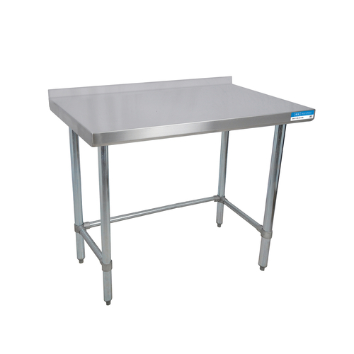 BK Resources VTTROB-1896 96" W x 18" D Stainless Steel Top and Galvanized Base with 1.5" Backsplash Work Table
