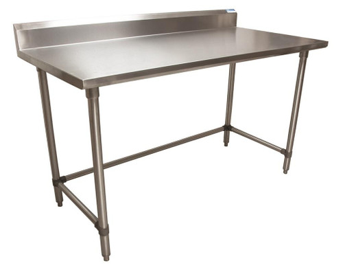 BK Resources SVTR5OB-7224 72" W x 24" D Stainless Steel Top and Base with 5" Backsplash Work Table