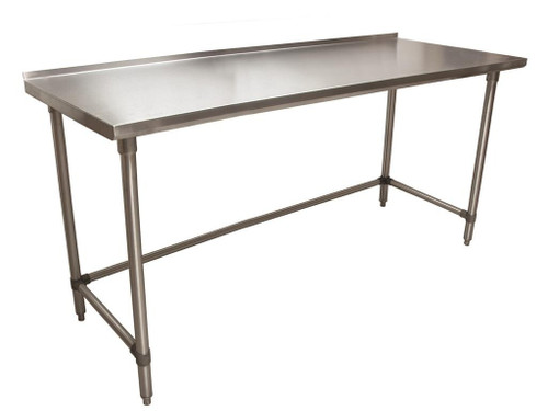 BK Resources VTTROB-7230 72" W x 30" D Stainless Steel Top and Galvanized Base with 1.5" Backsplash Work Table
