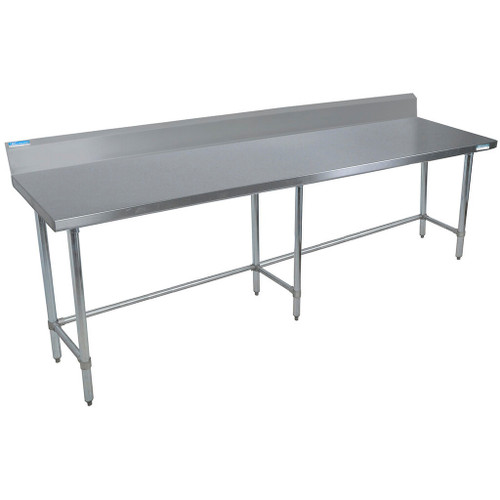BK Resources SVTR5OB-9624 96" W x 24" D Stainless Steel Top and Base with 5" Backsplash Work Table