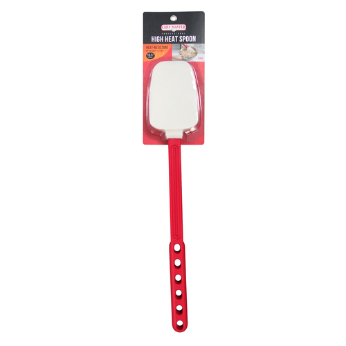 Chef Master 90229 16.5" L White Blade Red Handle Silicone and Nylon High Heat Spoon