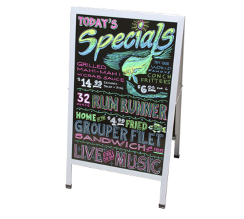 Chef Master 90034 2 Sided Aluminum Frame and Hinge Black Surface Portable Chef-Master Sidewalk Sign