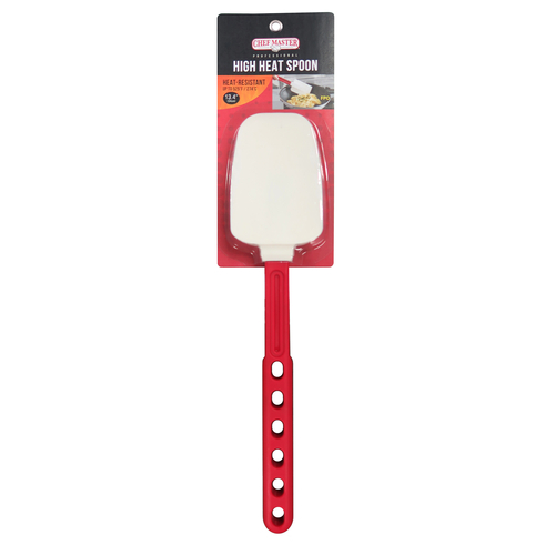 Chef Master 90228 13.04" L White Blade Red Handle Silicone and Nylon High Heat Spoon