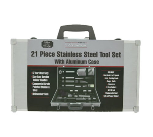 Chef Master 02066Y 21-Pieces Mr. Bar-B-Q Silver Prestige Barbeque Tool Set