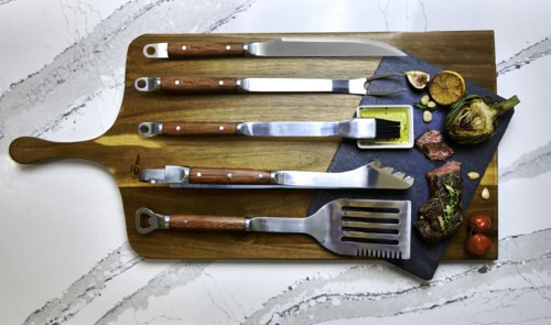 Chef Master 02136YKB Mr. Bar-B-Q 5-Piece Barbeque Tool Set with Genuine Hardwood Case