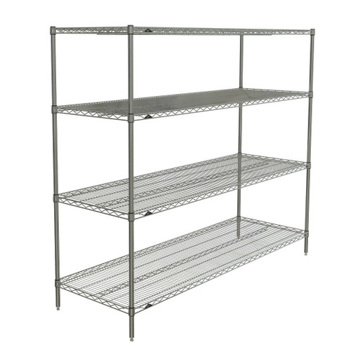 Metro N576BR 72" W x 24" D Zinc 4 Wire Shelves Super Erecta Starter Shelving Unit