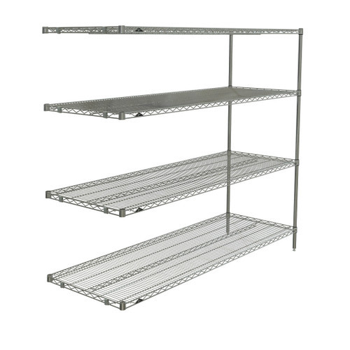 Metro AN576BR 72" W x 24" D Zinc 4 Wire Shelves Super Erecta Add-On Shelving Unit