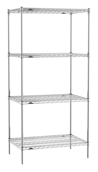 Metro EZ2436NC-4 36" W x 24" D Chrome 4 Wire Shelves Super Erecta Convenience Pak Shelving Unit