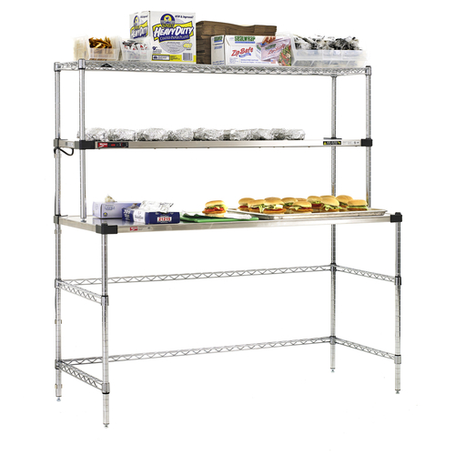 Metro EZHS60W-KIT 60" W x 24" D Stainless Steel Super Erecta Workstation with Hot Open Heated Shelf - 120 Volts 600 Watts