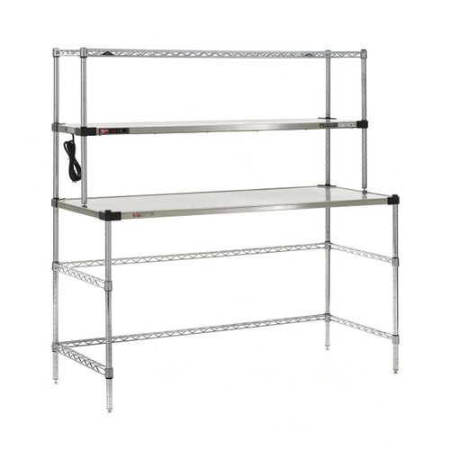 Metro EZHS60W-KIT 60" W x 24" D Stainless Steel Super Erecta Workstation with Hot Open Heated Shelf - 120 Volts 600 Watts