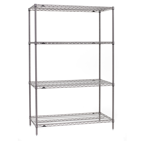 Metro SE-186074K4-S-4 60" W x 18" D Gray Epoxy Coated 4 Wire Shelves Super Erecta Starter Shelving Unit