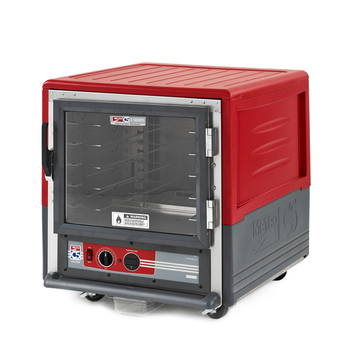 Metro C533-HLFC-UA Red Aluminum Clear Full Door Quick Ship - C5 3 Series Heated Holding Cabinet - 120 Volts