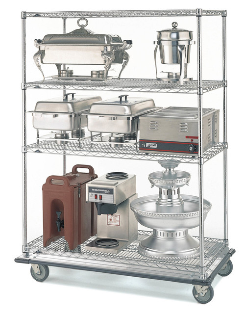 Metro N536JC 36" W x 24" D Chrome Wire 4 Shelves Super Erecta Dolly Truck
