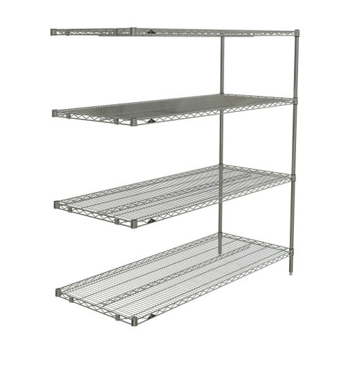 Metro AN566BR 60" W x 24" D Zinc 4 Wire Shelves Super Erecta Add-On Unit Shelving Unit