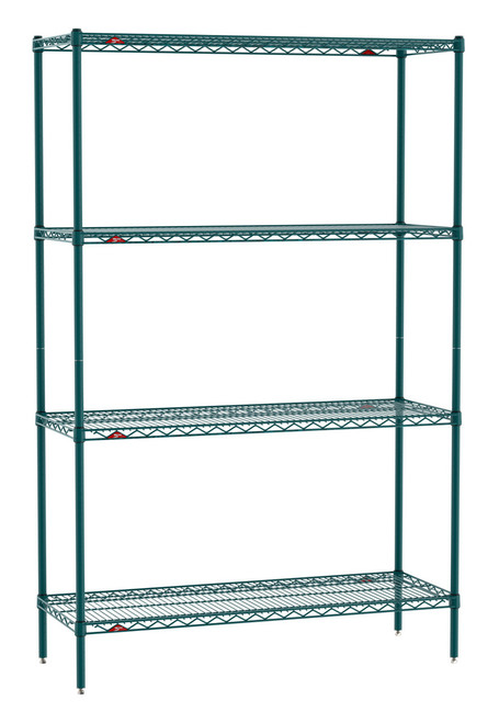 Metro EZ1848NK3-4 48" W x 18" D Green Epoxy Coated 4 Wire Shelves Super Erecta Convenience Pak Shelving Unit