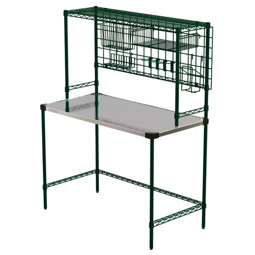 Metro CR1848AIO 48" W x 18" D Stainless Steel 1 Wire Overshelf All-In-One Prep Station with Mounted SmartWall System