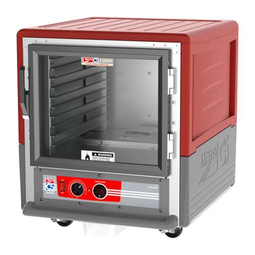 Metro C533-HLFC-L C5 3 Series Red Undercounter Insulated Heated Holding Cabinet with Clear Door and Lip Load Slides - 120 Volts