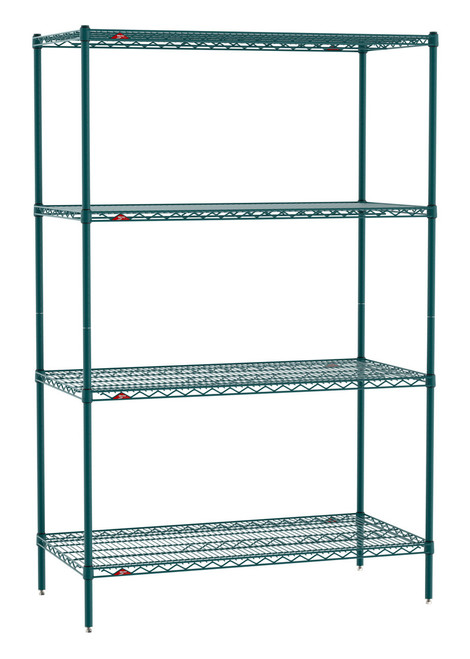 Metro EZ2448NK3-4 48" W x 24" D Green Epoxy Coated 4 Wire Shelves Super Erecta Convenience Pak Shelving Unit