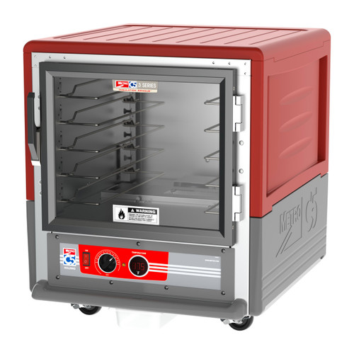 Metro C533-HLFC-U C5 3 Series Red Undercounter Insulated Heated Holding Cabinet with Clear Door and Universal Wire Slides - 120 Volts