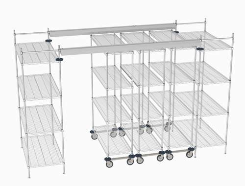 Metro TT12-E2448M1848C 144" W x 48" D Chrome Wire Shelving Overhead Top-Track EZ Order Model