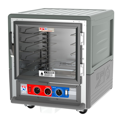 Metro C533-CLFC-U-GY C5 3 Series Gray Undercounter Insulated Heated Holding & Proofing Cabinet with Clear Door and Universal Wire Slides - 120 Volts