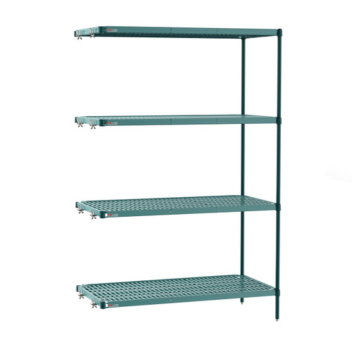 Metro PR-185474K3-A-4 18" W x 54" D Green Steel Louvered 4 Shelves Super Erecta Pro Add-On Unit