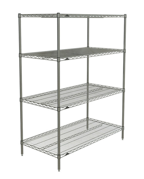 Metro N556BR 48" W x 24" D Zinc 4 Wire Shelves Super Erecta Starter Shelving Unit
