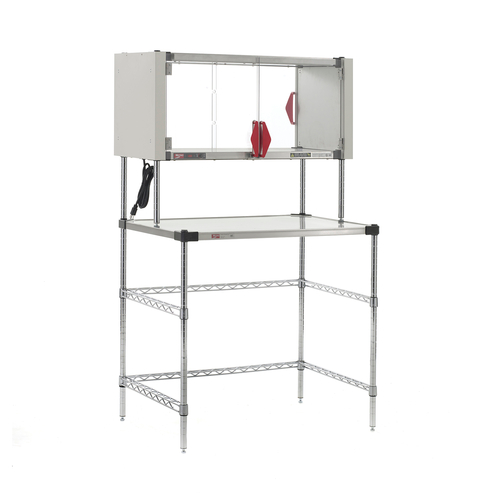 Metro EZHSE36W-KIT 36" W x 24" D Stainless Steel Super Erecta Workstation with Hot Open Heated Shelf - 120 Volts 400 Watts