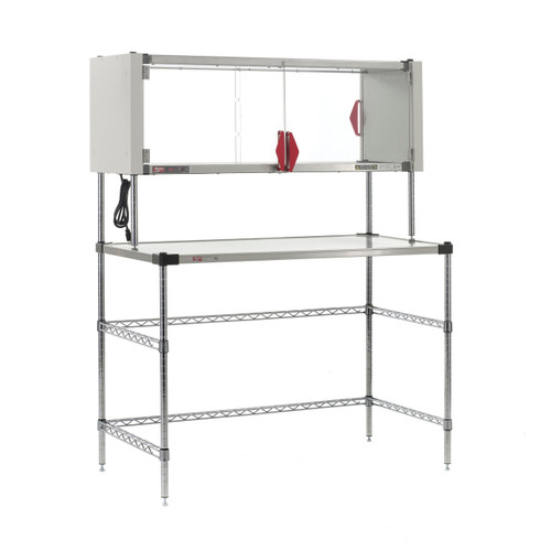 Metro EZHSE36W-KIT 36" W x 24" D Stainless Steel Super Erecta Workstation with Hot Open Heated Shelf - 120 Volts 400 Watts