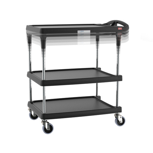Metro MY2030-34BL-PL 34.37" W Plastic Utility Three Shelves Mycart Plus Series