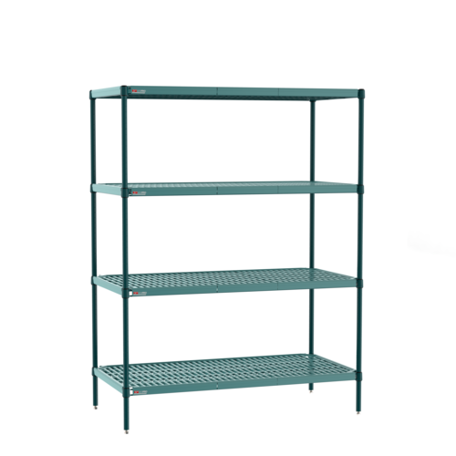 Metro PR-214274K3-S-4 21" W x 42" D Green Steel Louvered 4 Shelves 4 Posts Super Erecta Pro Starter Unit