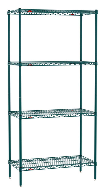 Metro EZ1836NK3-4 36" W x 18" D Green Epoxy Coated 4 Wire Shelves Super Erecta Convenience Pak Shelving Unit