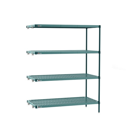 Metro PR-215463K3-A-4 21" W x 54" D Green Steel Louvered 4 Shelves Super Erecta Pro Add-On Unit