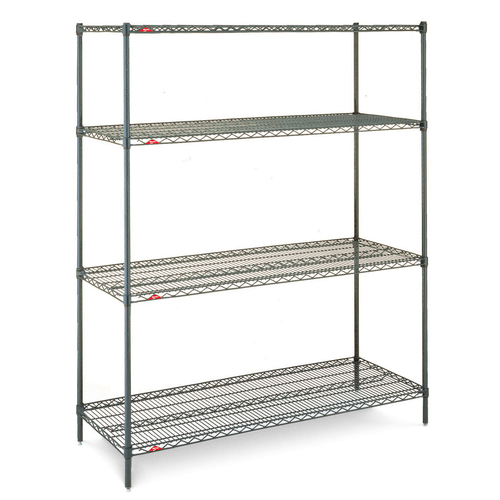 Metro EZ1860NK3-4 60" W x 18" D Green Epoxy Coated 4 Wire Shelves Super Erecta Convenience Pak Shelving Unit