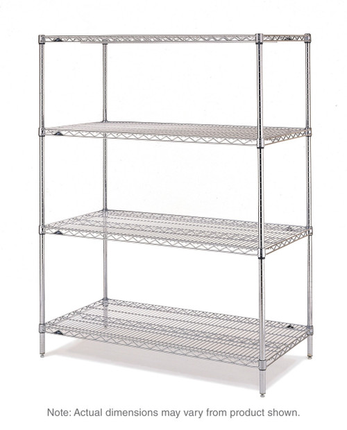 Metro N456C 48" W x 21" D Chrome 4 Wire Shelves Super Erecta Starter Shelving Unit