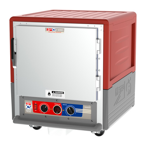 Metro C533-MFS-L C5 3 Series Red Undercounter Insulated Moisture Heated Holding & Proofing Cabinet with Solid Doors and Lip Load Slides - 120 Volts