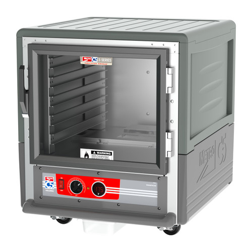 Metro C533-HLFC-L-GY C5 3 Series Gray Undercounter Insulated Heated Holding Cabinet with Clear Door and Lip Load Slides - 120 Volts