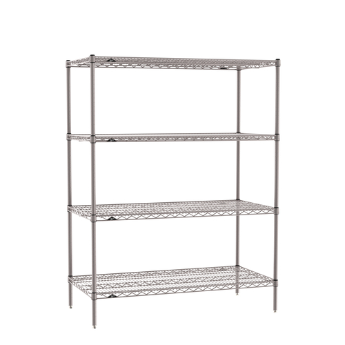 Metro SE-212463K4-S-4 24" W x 21" D Gray Epoxy Coated 4 Wire Shelves Super Erecta Starter Shelving Unit