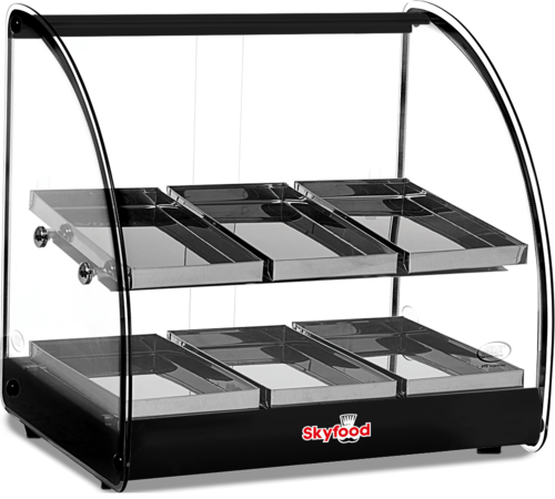 Skyfood FWD2-18B 18.5" W Blue Stainless Steel Base Curved Glass Food Warmer Display Case - 120 Volts