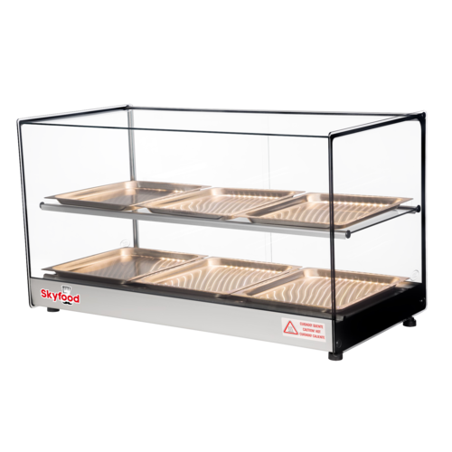 Skyfood FWDS2-33-6P 33" W 2 Shelves Tempered Straight Front Glass Countertop Food Warmer Display Case - 120 Volts