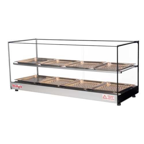 Skyfood FWDS2-43-8P 43.31" W 2 Shelves Tempered Straight Front Glass Countertop Food Warmer Display Case - 120 Volts
