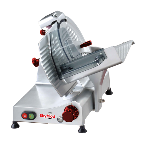 Skyfood SSI-12E 12" Dia. Anodized Aluminum Manual Feed Slicer - 115 Volts