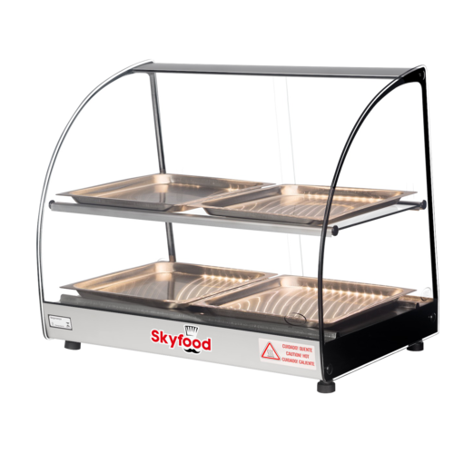 Skyfood FWD2-22-4P 22.5" W Stainless Steel Base Curved Glass Food Warmer Display Case - 120 Volts