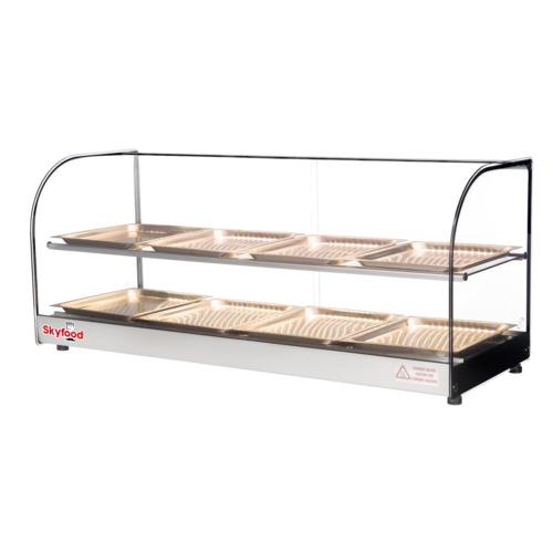 Skyfood FWDC2-43-8P 43.31" W 2 Shelves Tempered Curved Front Glass Countertop Food Warmer Display Case - 120 Volts