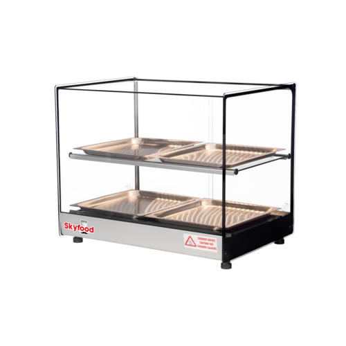 Skyfood FWDS2-22-4P 22.5" W 2 Shelves Tempered Straight Front Glass Countertop Food Warmer Display Case - 120 Volts