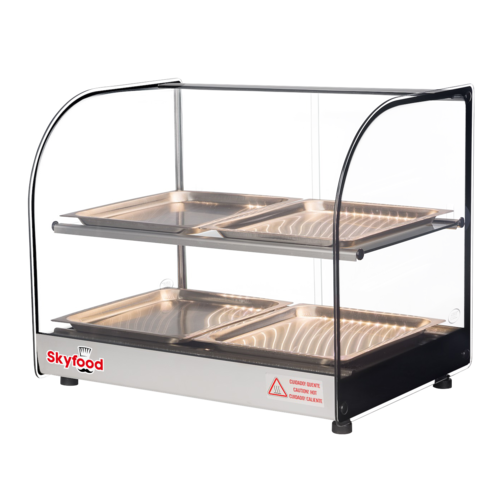 Skyfood FWDC2-22-4P 22.5" W 2 Shelves Tempered Curved Front Glass Countertop Food Warmer Display Case - 120 Volts
